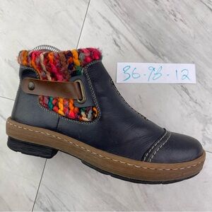 •rieker felicitas womens shoes 36/5.5-6 Blue leather zip Anti Stress ankle boots